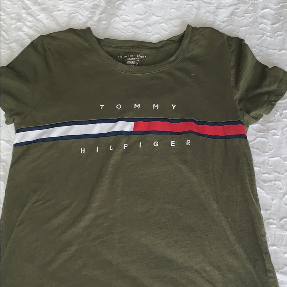 olive green Tommy Hilfiger t shirt